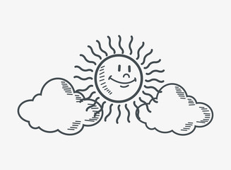 Sticker - sun and clouds doodle drawing image 