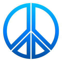 Peace symbol icon - blue simple gradient, segmented outlined shapes, isolated - vector