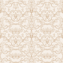 Vintage Flourishes Seamless Pattern In Italian Style For Wallpaper, Scrapbooking Design, Wrapping Gift Paper. Vector Floral Repeat Illustrationr Ready For Print