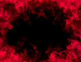Fototapeta Tulipany - frame from red smoke over black background