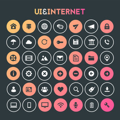 Big UI And Internet icon set, trendy flat icons collection