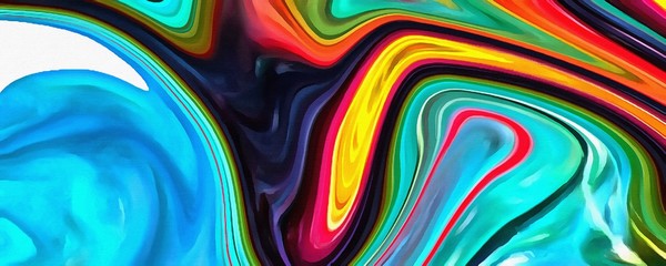 Fototapete - Abstract modern swirl marbled background. Shapes and curves vortex and lines elements. Psychedelic warm and bright texture. Waves graphic design. 