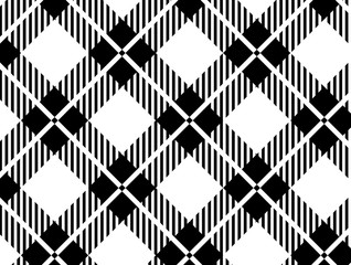 Black and white tartan plaid pattern.Vector illustration.