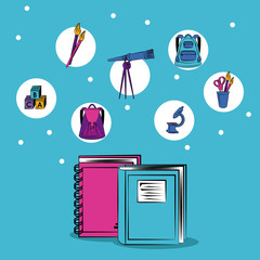 Poster - School supplies round icons