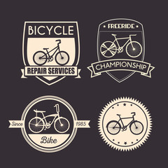 Wall Mural - set bicycle emblem with mechanical and shop service