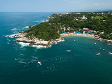 Aerial View To Manzanillo Beach In Puerto Escondido