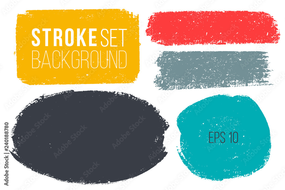 Vector set of hand drawn brush strokes and stains in various geometric ...