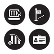 © CoolVectorStock - 4 vector icon set : Laptop Profits Graphics, Increasing stocks, Ipo, Id card isolated on black background