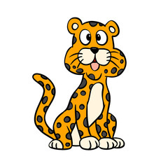 Wall Mural - Sitting leopard funny cartoon