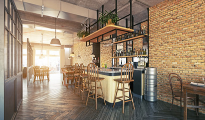 Canvas Print - modern restaurant interior design.