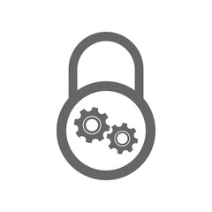 Canvas Print - Lock and gears. Padlock mechanism. Vector icon.