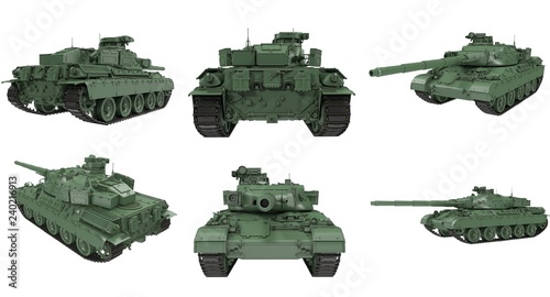military French tank AMX 30b2 on an isolated white background Fototapeta
