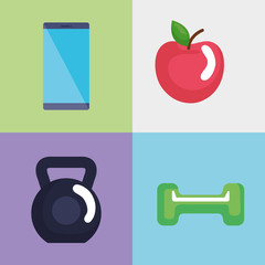 Sticker - fitness lifestyle set icons