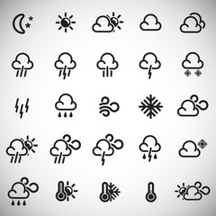 Fototapete - Weather forecast icons set on white background for graphic and web design, Modern simple vector sign. Internet concept. Trendy symbol for website design web button or mobile app