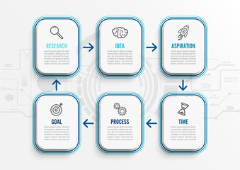 Poster - Vector infographic template with icons and 6 options or steps. Infographics for business concept. Can be used for presentations banner, workflow layout, process diagram, flow chart, info graph.