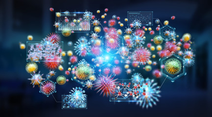 Poster - Bacteria microscopic close-up 3D rendering