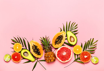 Wall Mural - Summer tropical fruits concept