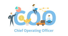 COO, Chief Operating Officer. Concept With Keywords, Letters And Icons. Colored Flat Vector Illustration On White Background.