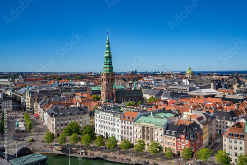 Plakat Widok z lotu ptaka centrum Kopenhaga, Dani.