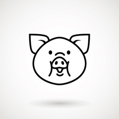 Wall Mural - Pig line icon. logo Piglet face with smile in outline style. Icon of Cartoon pig head with smile. Chinese New Year 2019. Zodiac. Chinese traditional Design, decoration Vector illustration.