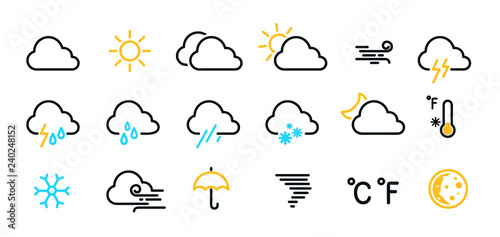 Fotografía Weather icons set isolated on a white background