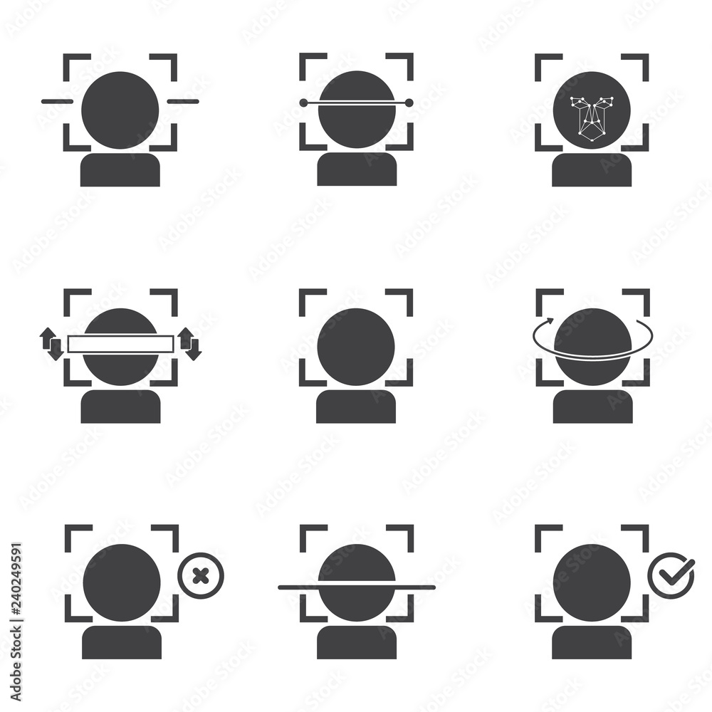 Face recognition set. Identifying and verifying a person with computer ...