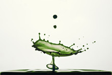 Dark Green Fluid Sculpture After Milk And Ink Drops Colliding