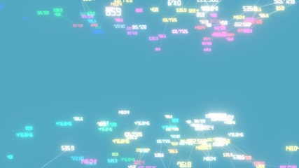 Poster - Digital cylinders on a blue background.Social network connections. Connecting people on the internet, nodes transforming into the shape of a world map.