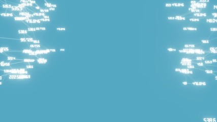 Poster - Digital clouds.Social network connections. Connecting people on the internet, nodes transforming into the shape of a world map.