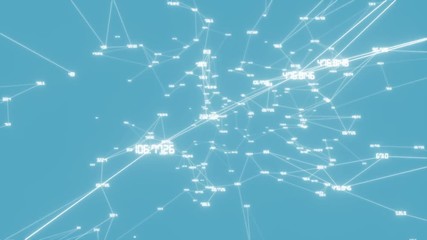 Poster - Calculation of the network.Network Nodes - an abstract representation of generic nodes of data along various connection paths within a network. Seamless loop.