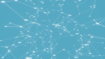 Poster - Blurry network of numbers.Digital Data Points Network Loop.dark background, rotating flickering white light mesh cloud of connections, random percentage number values .seamless loop.