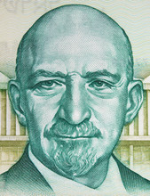Chaim Weizmann Portrait On Old Israeli 5 Shekel (1980) Banknote Close Up. First President Of Israel.