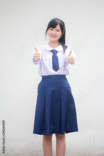 Fotografie, Obraz Portrait of thai high school student uniform beautiful girl excellent