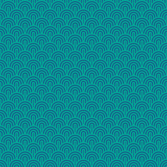 Poster - Seamless Chinese sea waves pattern, vector turquoise background radio mast Wallpaper with waves, abstract seamless pattern