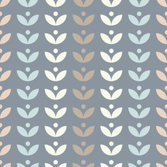 Wall Mural - Simple floral seamless pattern with leaves. Scandinavian style. Vector wallpaper.