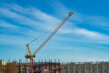 Construction crane against a blue sky