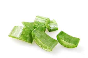 Poster - Close-Up Of Aloe Vera Slice On White Background