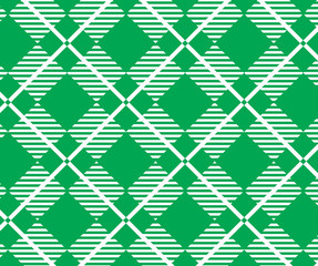 green and white tartan plaid pattern.Vector illustration