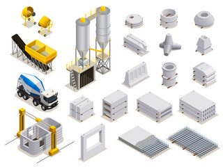 Sticker - Concrete Production Isometric Icons