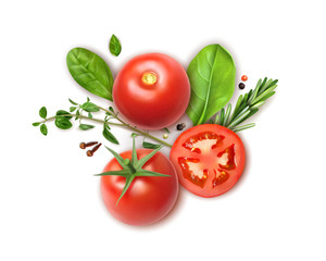 Poster - Tomato Herbs Realistic Composition