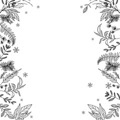 Wall Mural - a floral frame black and white - Vector