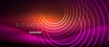 Neon Glowing Techno Lines, Hi-tech Futuristic Abstract Background Template With Square Shapes