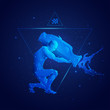 vector of aquarius horoscope sign in twelve zodiac with galaxy stars background