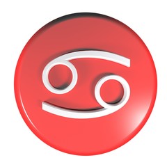 Poster - ZODIAC CANCER ICON red circle push button  - 3D rendering illustration