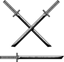 Samurai Katana Sword. Design Element For Logo, Label, Sign, Banner, Poster, Flyer.