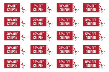 sale coupons, discount tags and labels set