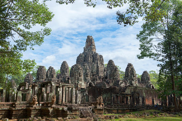 Wall Mural - Faces of Bayon temple in Angkor Thom, Siemreap, Cambodia. The Bayon Temple (Prasat Bayon ) is a richly decorated Khmer temple at Angkor , ancient architecture in Cambodia