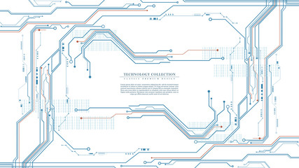 Wall Mural - Abstract digital technology futuristic engineering connection background vector