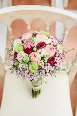 Wall Mural - Elegant bridal bouquet with soft tones and very bright.