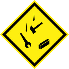 Wall Mural - Yellow hazard sign with falling objects